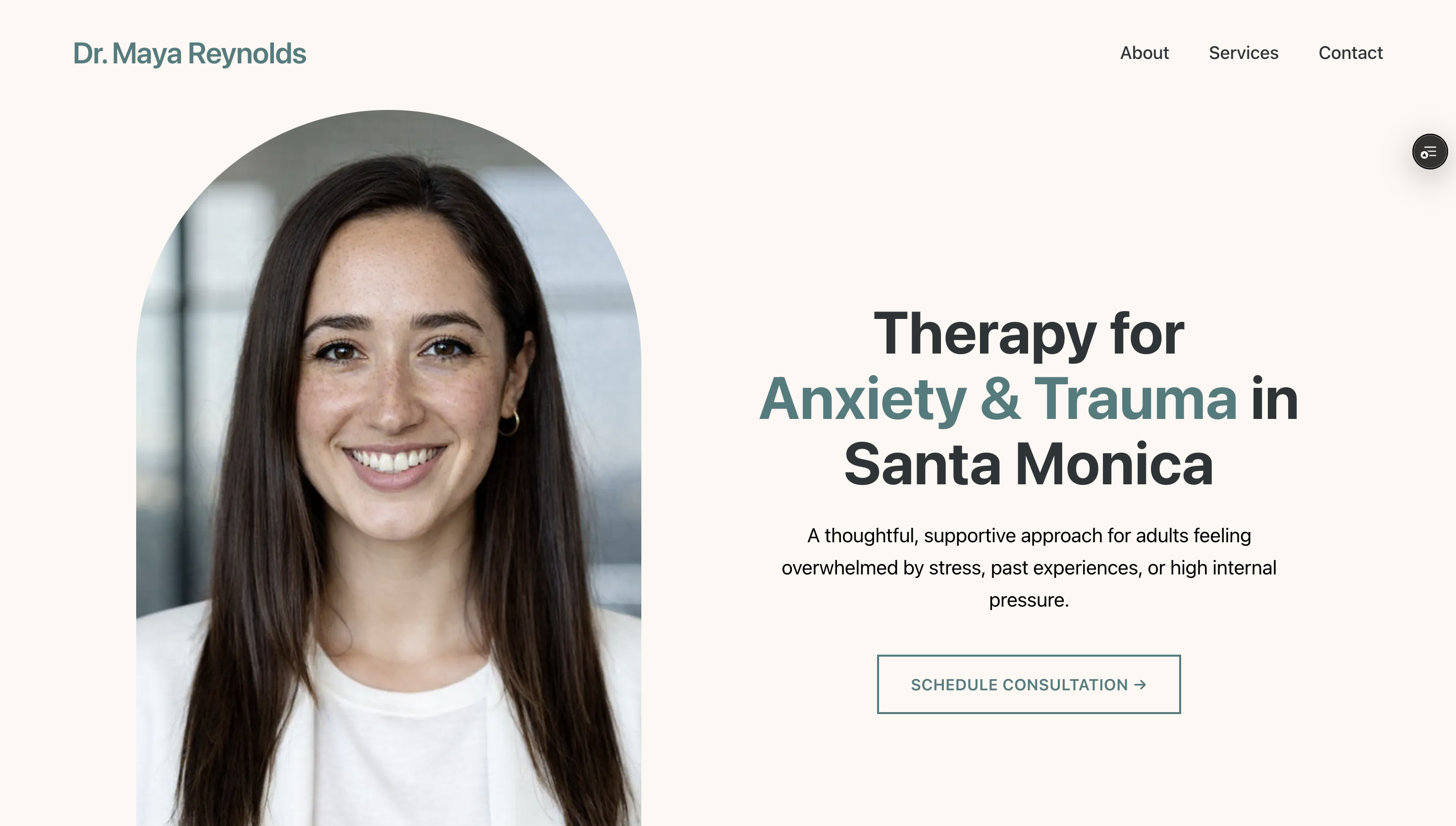 Langing page for a Psychologist Doctor based on Santa Monica, USA